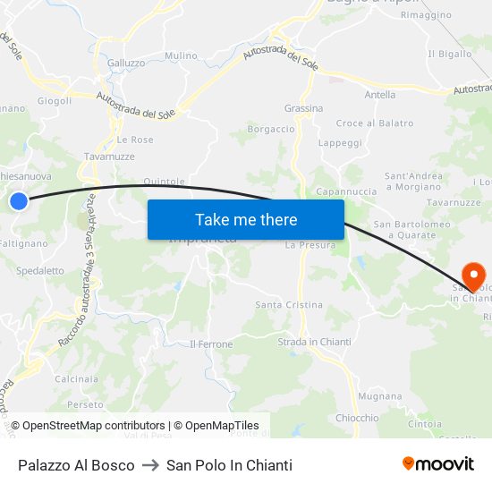 Palazzo Al Bosco to San Polo In Chianti map