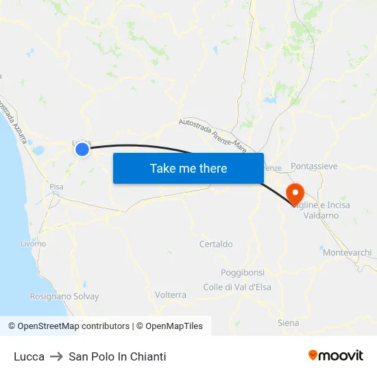 Lucca to San Polo In Chianti map