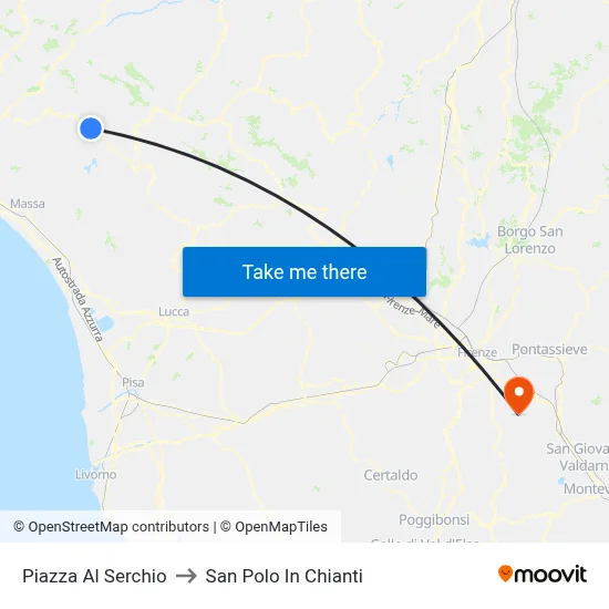 Piazza Al Serchio to San Polo In Chianti map