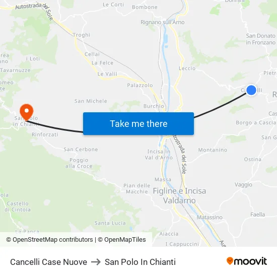Cancelli Case Nuove to San Polo In Chianti map