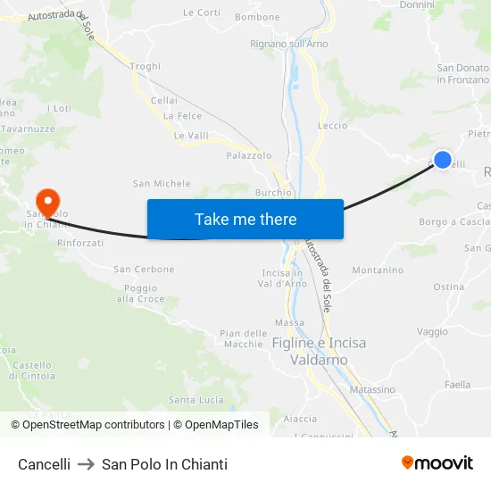 Cancelli to San Polo In Chianti map