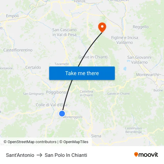 Sant'Antonio to San Polo In Chianti map