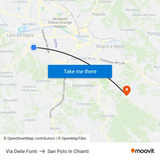Delle Fonti Street to San Polo In Chianti map