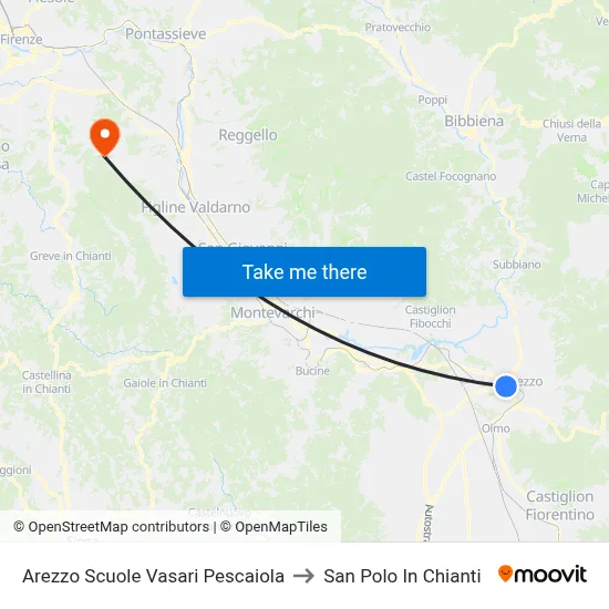 Arezzo Vasari Pescaiola Schools to San Polo In Chianti map