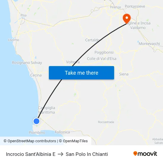 Sant'Albinia East Junction to San Polo In Chianti map