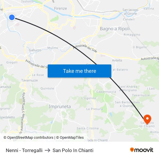Nenni - Torregalli to San Polo In Chianti map