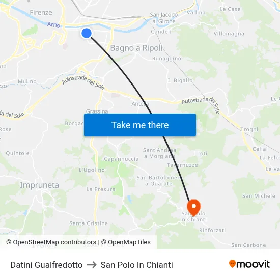 Datini Gualfredotto to San Polo In Chianti map