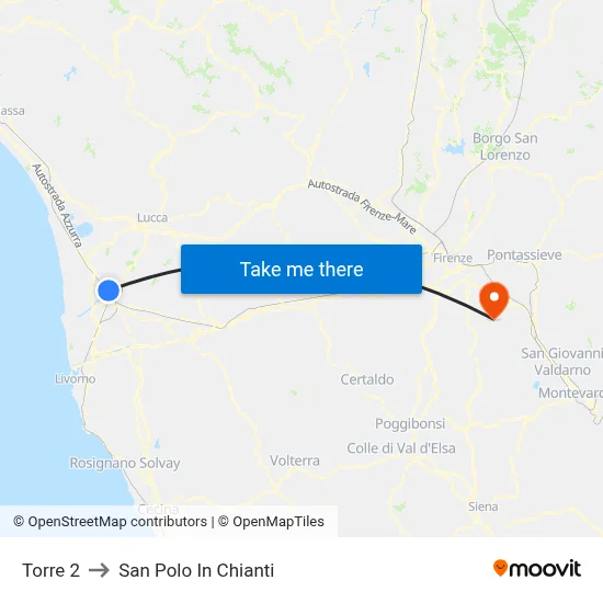 Tower 2 to San Polo In Chianti map