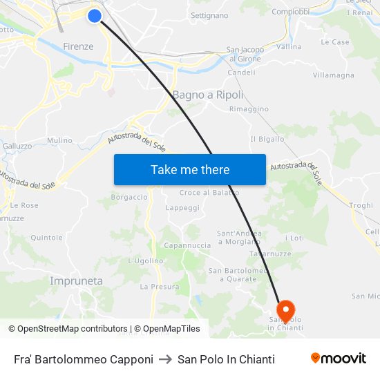 Fra' Bartolommeo Capponi to San Polo In Chianti map