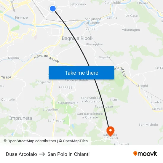 Duse Arcolaio to San Polo In Chianti map