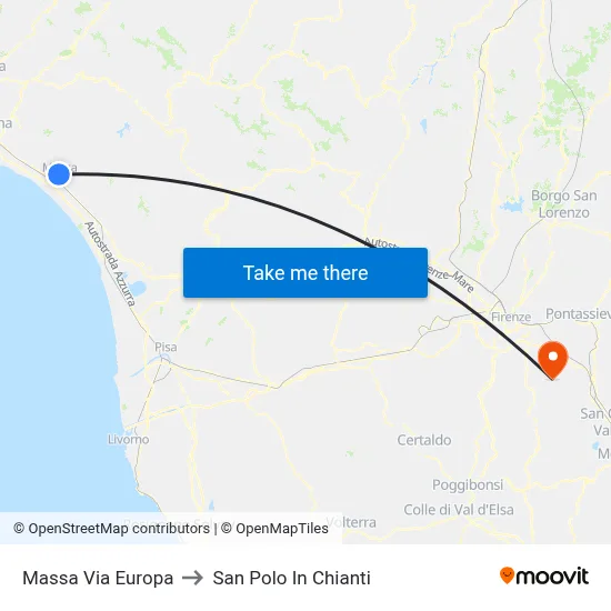 Massa Via Europa to San Polo In Chianti map