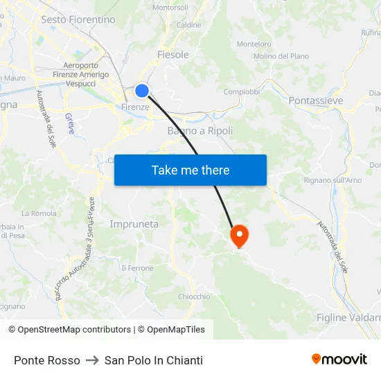 Red Bridge to San Polo In Chianti map