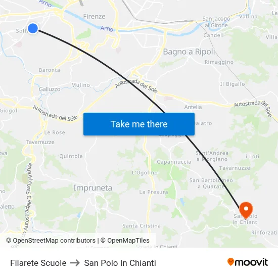 Filarete Schools to San Polo In Chianti map