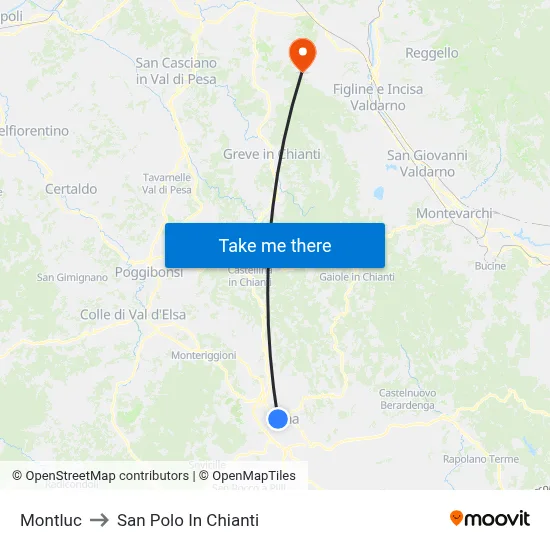 Montluc to San Polo In Chianti map