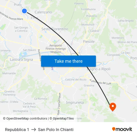 Repubblica 1 to San Polo In Chianti map