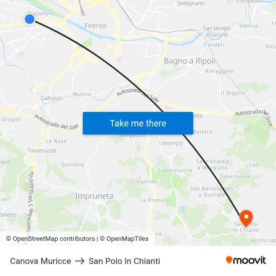 Canova Muricce to San Polo In Chianti map