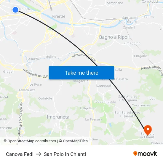 Canova Fedi to San Polo In Chianti map