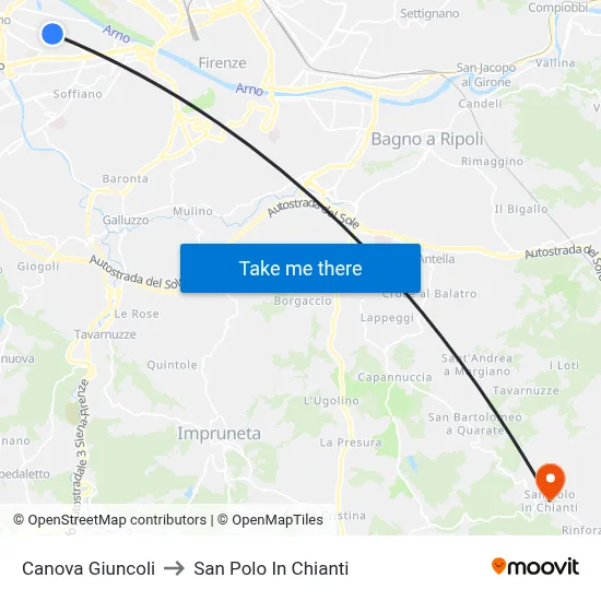 Canova Giuncoli to San Polo In Chianti map