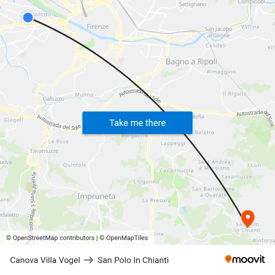 Canova Villa Vogel to San Polo In Chianti map