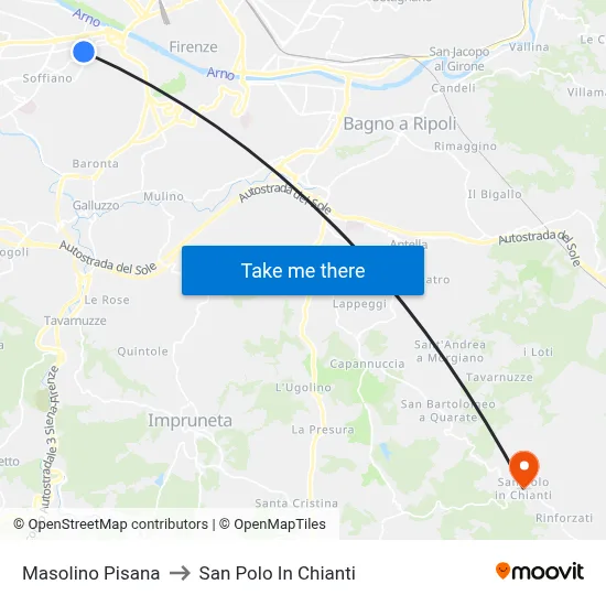 Masolino Pisana to San Polo In Chianti map