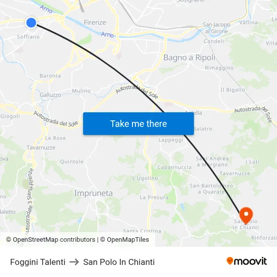 Foggini Talenti to San Polo In Chianti map