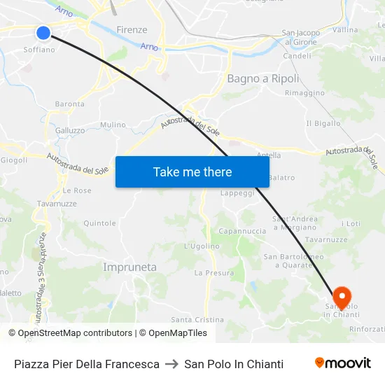 Piazza Piero Della Francesca to San Polo In Chianti map