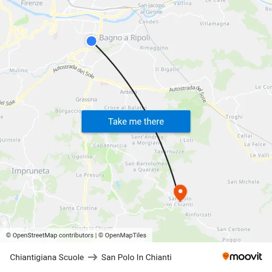 Chiantigiana Schools to San Polo In Chianti map