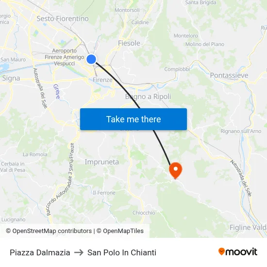 Dalmazia Square to San Polo In Chianti map