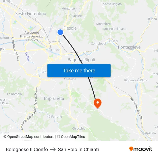 Bolognese Il Cionfo to San Polo In Chianti map