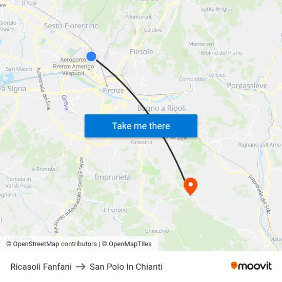 Ricasoli Fanfani to San Polo In Chianti map