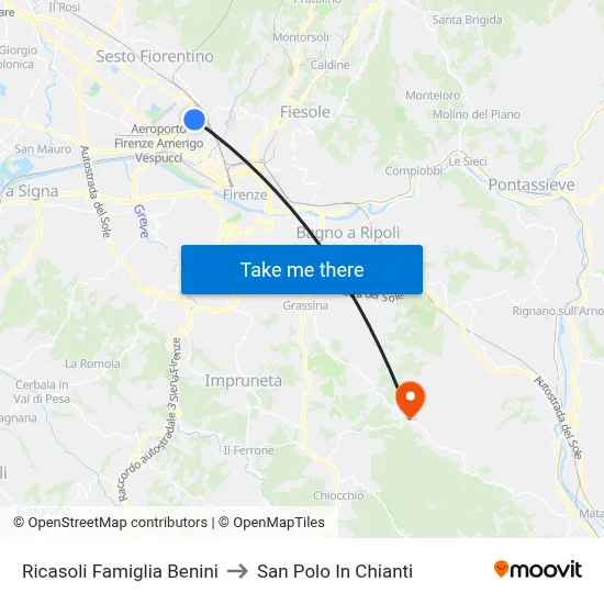 Ricasoli Benini Family to San Polo In Chianti map