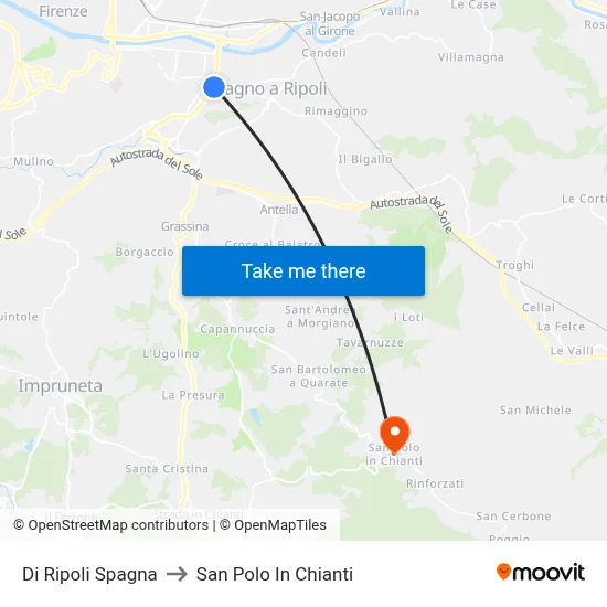 Di Ripoli Spain to San Polo In Chianti map