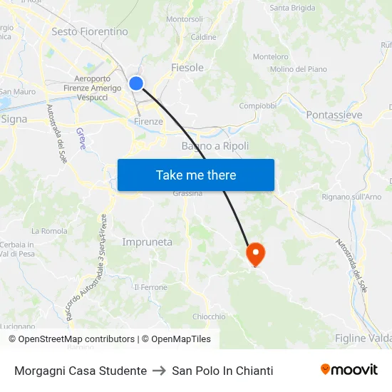 Morgagni Student House to San Polo In Chianti map