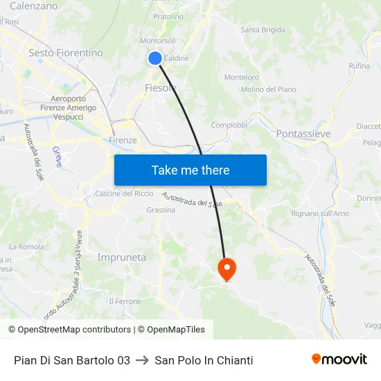 Pian di San Bartolo 03 to San Polo In Chianti map