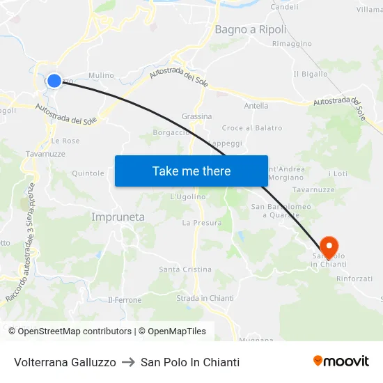 Volterrana Galluzzo to San Polo In Chianti map