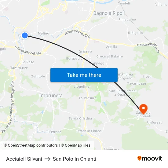 Acciaioli Silvani to San Polo In Chianti map