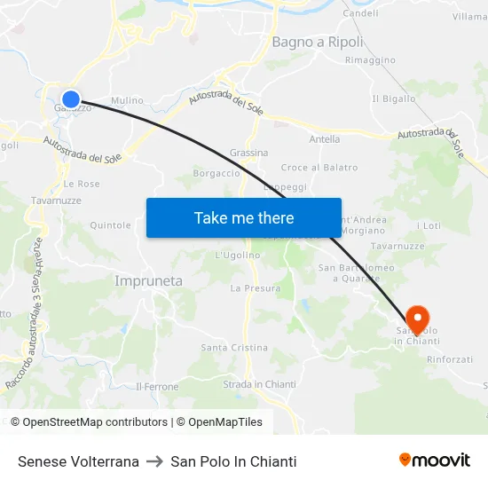 Senese Volterrana to San Polo In Chianti map