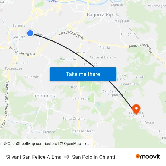 Silvani San Felice A Ema to San Polo In Chianti map
