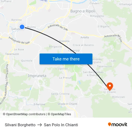 Silvani Borghetto to San Polo In Chianti map