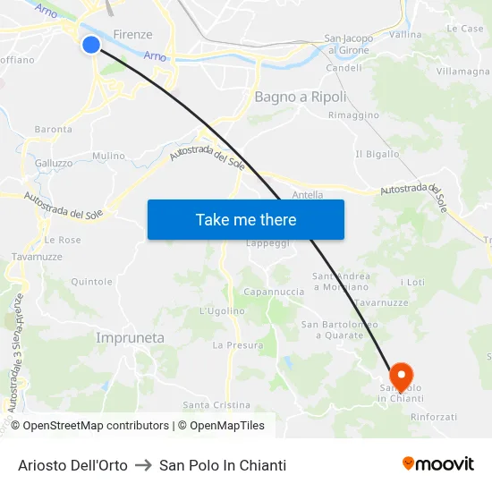 Ariosto Dell'Orto to San Polo In Chianti map