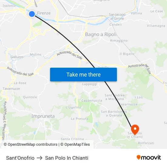 Sant'Onofrio to San Polo In Chianti map