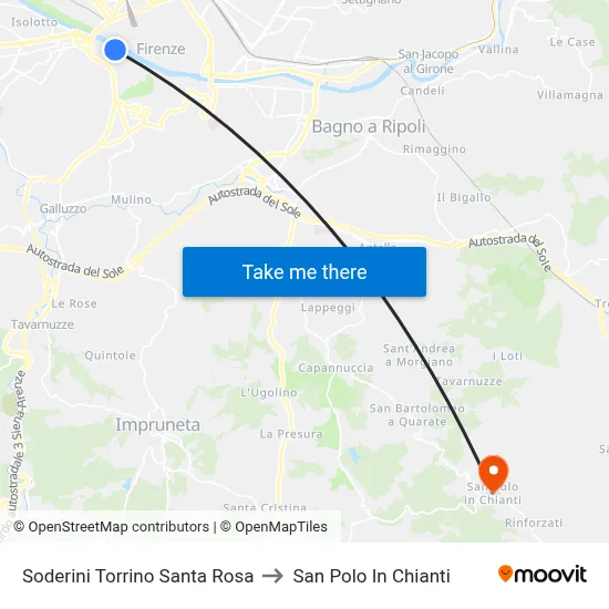 Soderini Torrino Santa Rosa to San Polo In Chianti map
