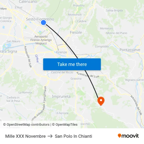 Mille XXX November to San Polo In Chianti map