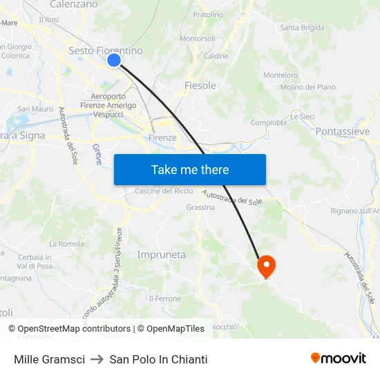 Mille Gramsci to San Polo In Chianti map