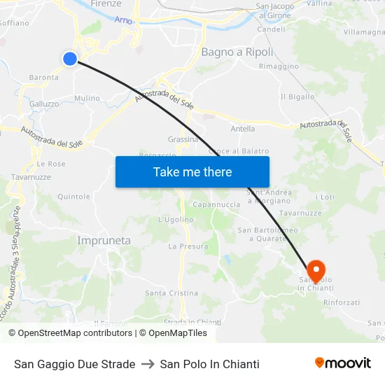 San Gaggio Two Roads to San Polo In Chianti map