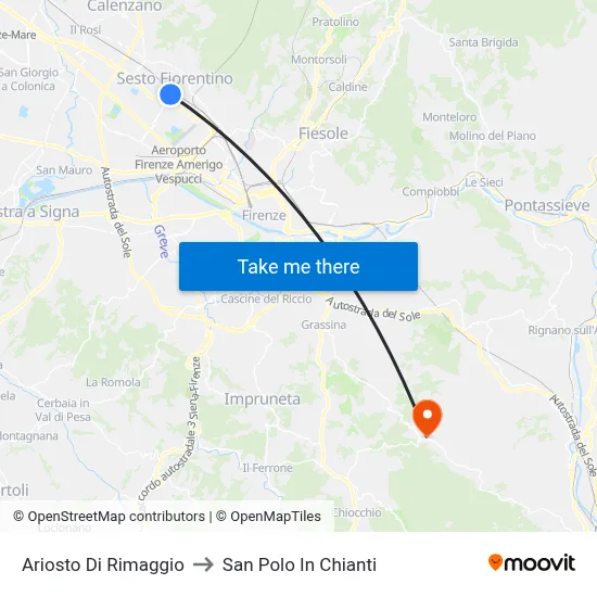Ariosto Di Rimaggio to San Polo In Chianti map