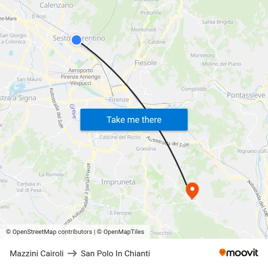 Mazzini Cairoli to San Polo In Chianti map