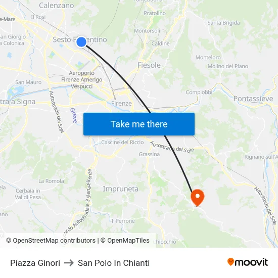 Piazza Ginori to San Polo In Chianti map