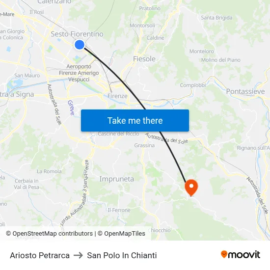 Ariosto Petrarca to San Polo In Chianti map