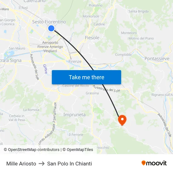 Mille Ariosto to San Polo In Chianti map